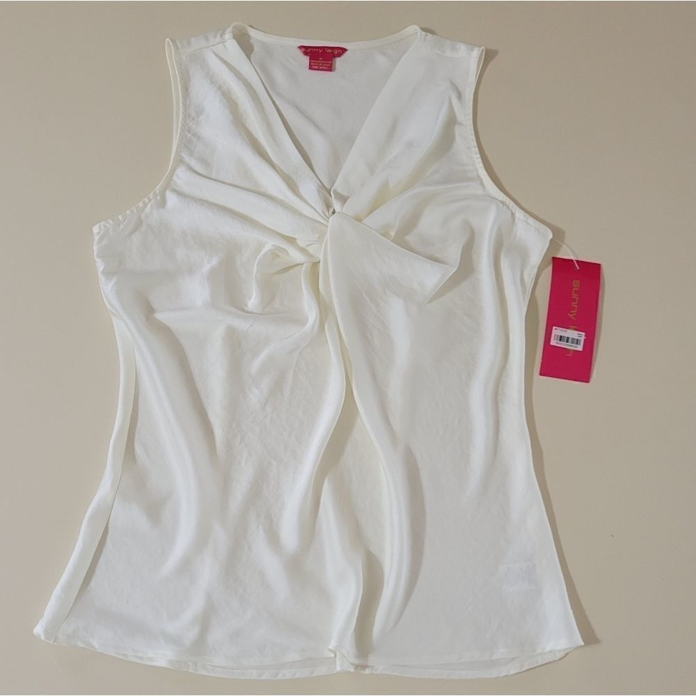 Sunny Leigh Ivory Knotted Front Sleeveless Top